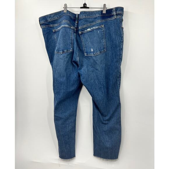 Abercrombie & Fitch Distressed High Rise Mom Jeans Stretch Blue Size 37 Plus 24R - Picture 6 of 8